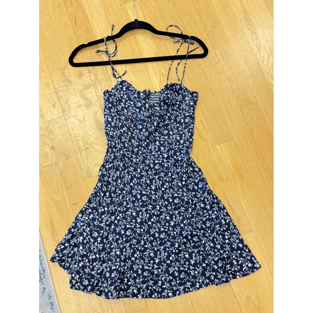 Reformation Saskia Dress Floral Midnight Blue Navy Bustier Mini Sz 2 EUC Boho - Picture 4 of 14